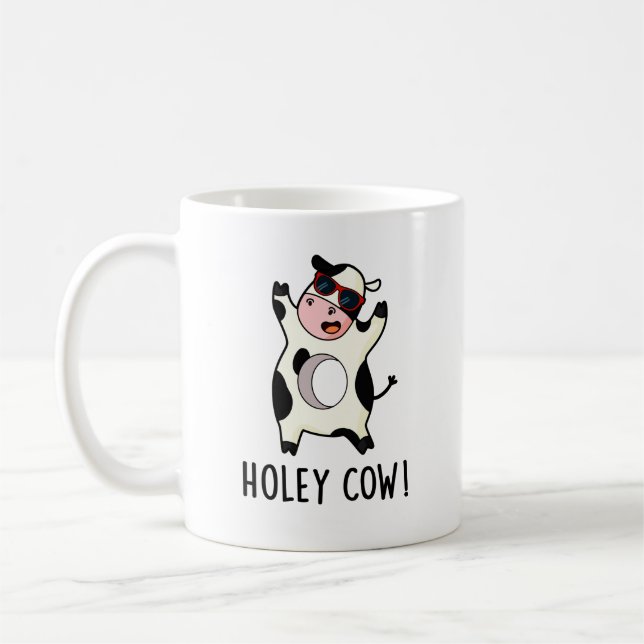 Holey Cow Funny Animal Pun  Coffee Mug (Left)