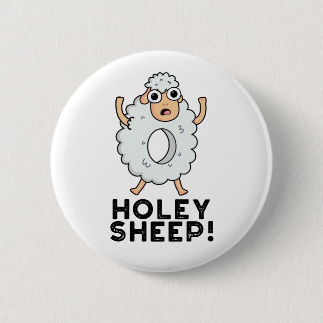 Holey Sheep Funny Animal Pun  6 Cm Round Badge (Front)