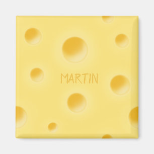 Holey Swiss Cheese Personalised Yellow Cheesy Magnet