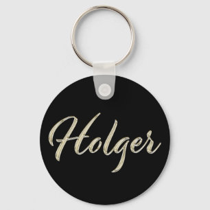 Holger Name whitegold Button Schlüsselanhänger Key Ring