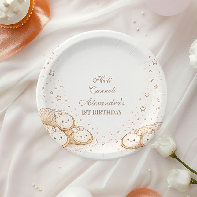 Holi Cannoli Sweet Bakery 1st Birthday Paper Plate (Creator Uploaded)