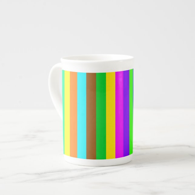 HOLI coloured Stripes pattern + your ideas Bone China Mug (Front Left)