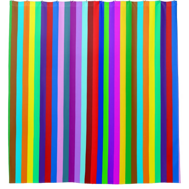 HOLI coloured Stripes pattern + your ideas Shower Curtain (Front)