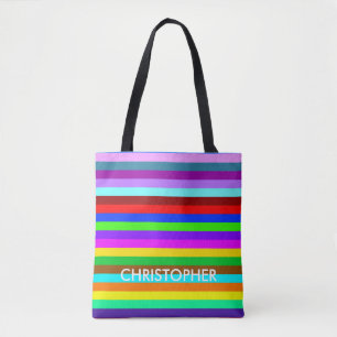 HOLI coloured Stripes pattern + your ideas Tote Bag