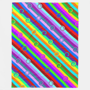 HOLI coloured Stripes Swirls pattern + your ideas Fleece Blanket