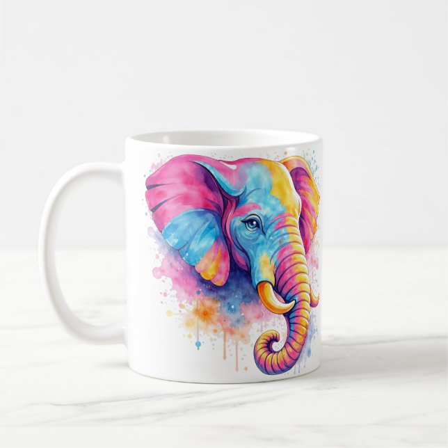 Holi Elephant Watercolor Mug (Left)