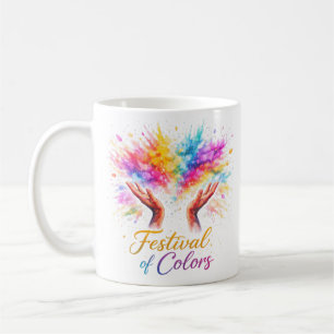 Holi Festival Hands Throwing Coffee Mug