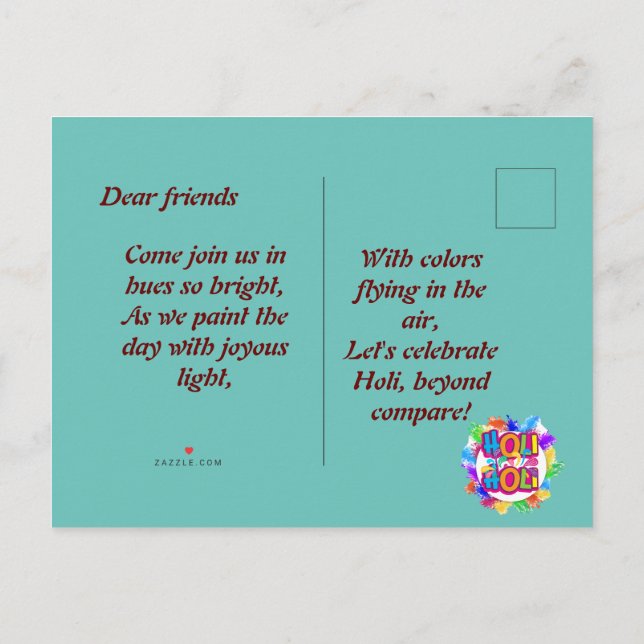 Holi invitation (Back)