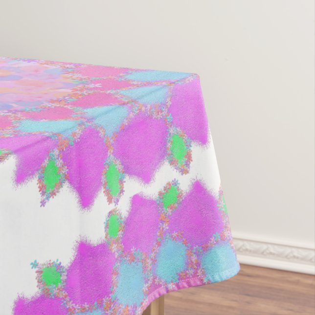 Holi paint splash floral rangoli tablecloth (In Situ)