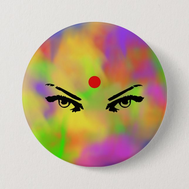 Holi Powder and Eyes 7.5 Cm Round Badge (Front)
