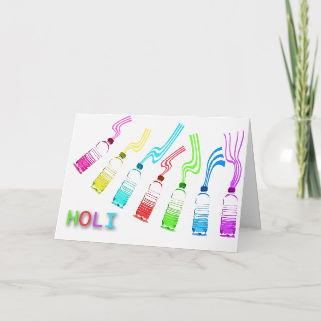 Holi Spring Festival of Colours Water Bottles Card (Front)