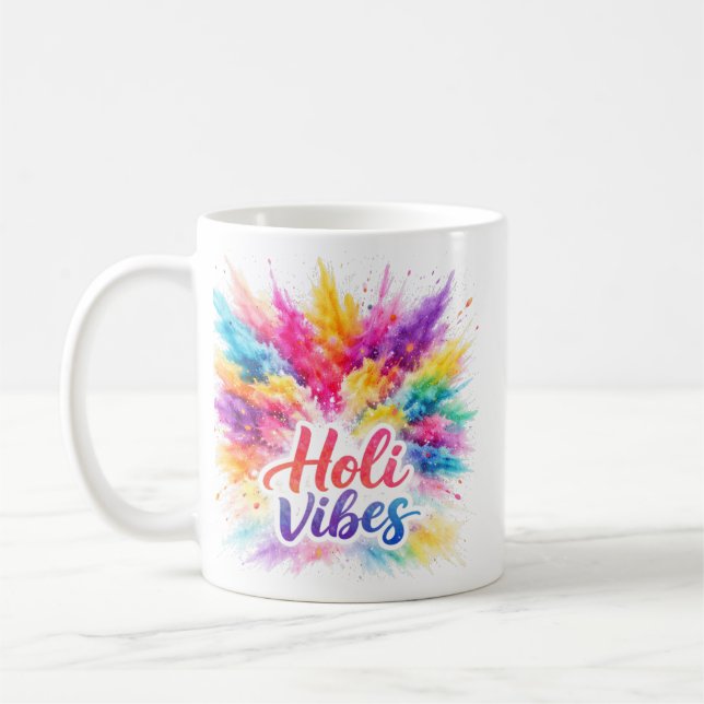 Holi Vibes - Bunte Typografie Tasse Coffee Mug (Left)