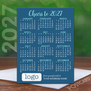 Holiday 2027 Calendar, Business Logo Postcard