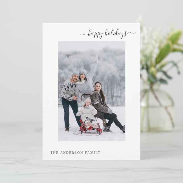 Holiday 2 Photo Modern Minimal 2024 Simple Card (Standing Front)