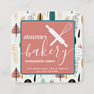 Holiday abstract Minimalist bakery Square Business Card