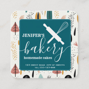 Holiday abstract Minimalist bakery  Square Business Card
