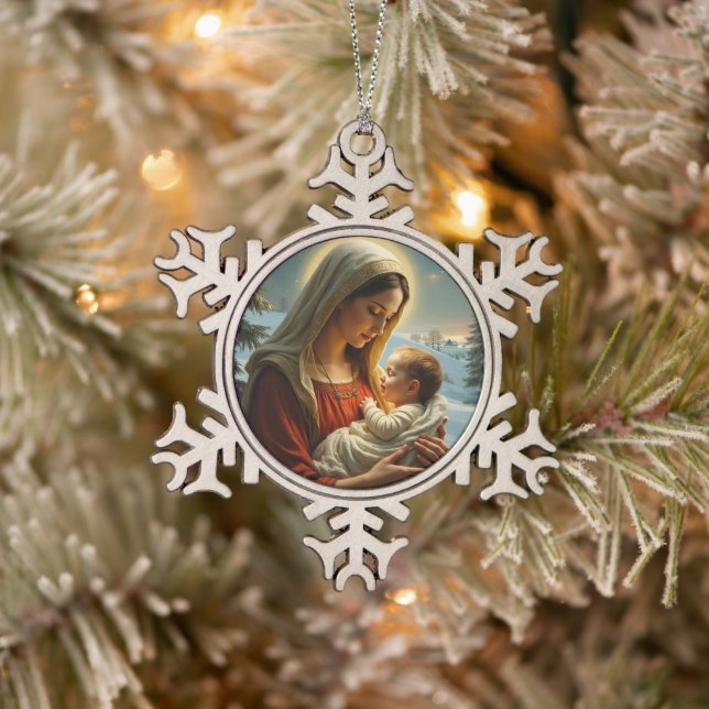 Holiday Accents  Snowflake Pewter Christmas Ornament (Tree)