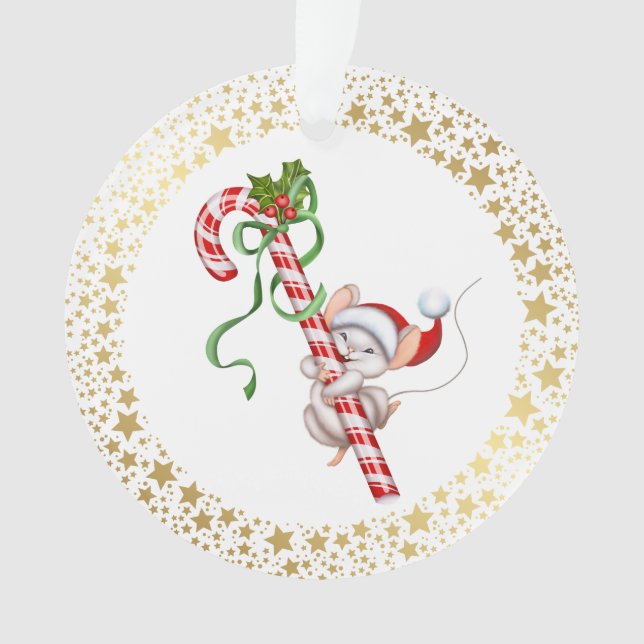 Holiday Acrylic Ornamnet-Santa Mouse Ornament (Front)