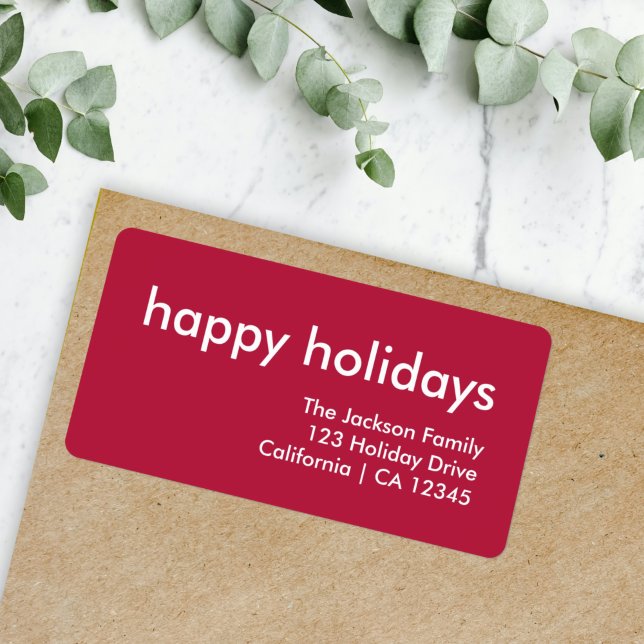 Holiday Address Label | Burgundy Red Stickers (Add minimalist style with this modern scandi holiday return label)
