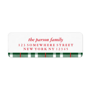 Holiday Address Label Green Plaid