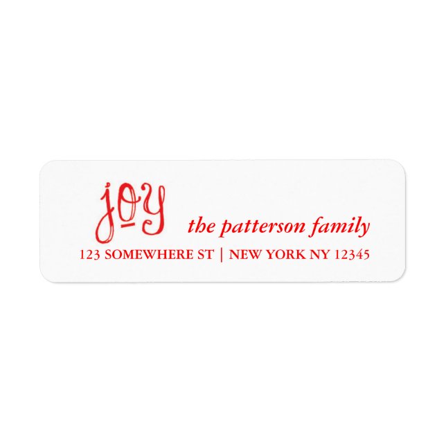 Holiday Address Label Joy Red (Front)