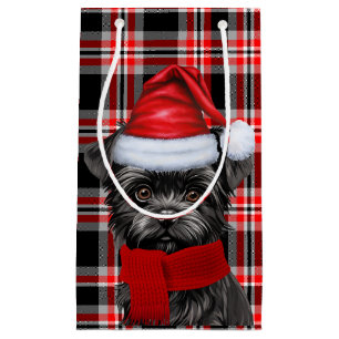 Holiday Affenpinscher Dog Holiday Plaid Christmas Small Gift Bag