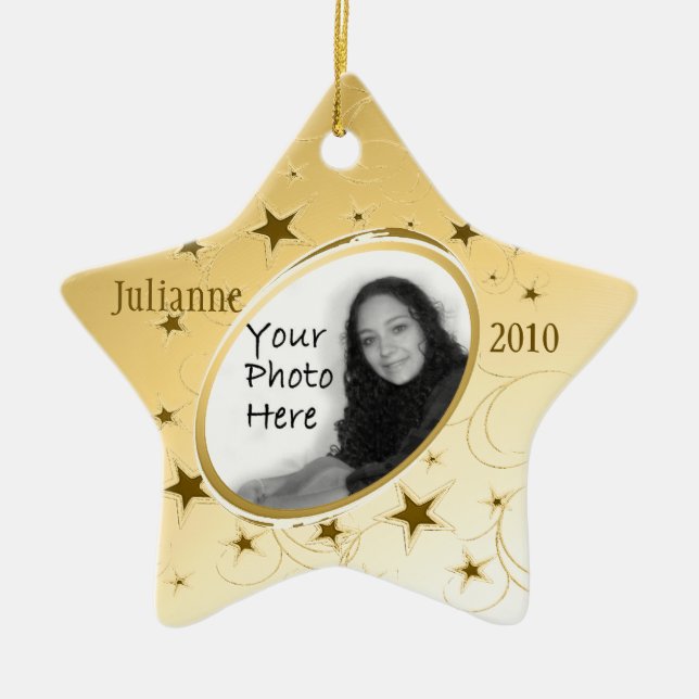 Holiday All Star Photo/ Gold Ceramic Tree Decoration (Front)