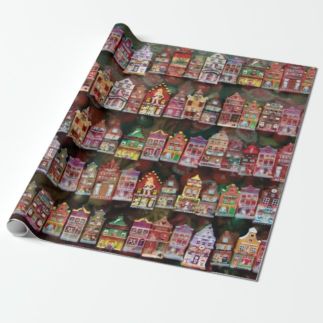 Holiday Amsterdam Wrapping Paper (Unrolled)