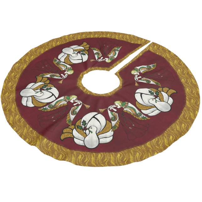 Holiday Angel Brushed Polyester Tree Skirt (Angled)