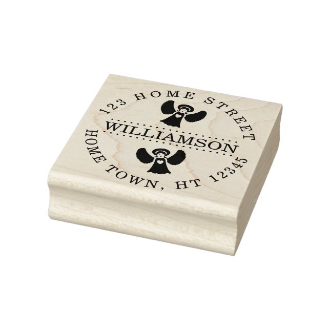 Holiday Angels Circular Return Address Rubber Stamp (Stamp)
