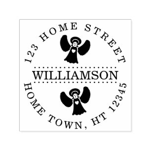 Holiday Angels Circular Return Address Self-inking Stamp
