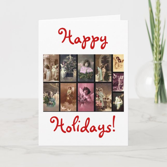 Holiday Angels Red II Card -  Customisable (Front)
