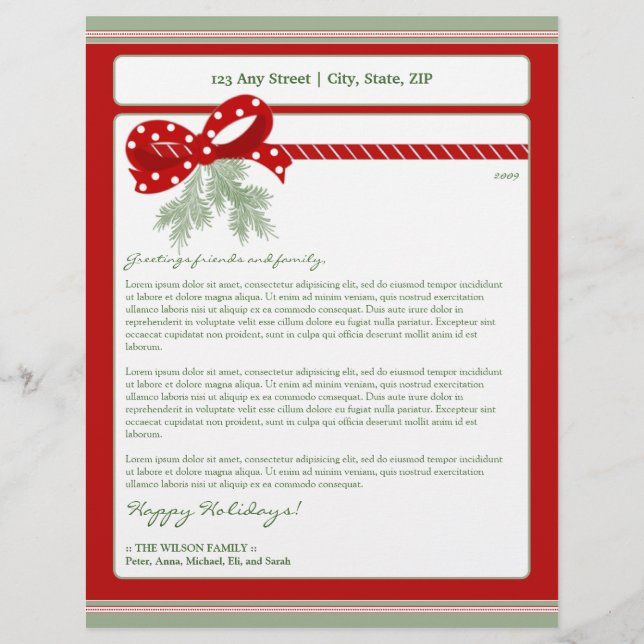 Holiday Annual Newsletter Letterhead: mistletoe Customised Letterhead (Front)