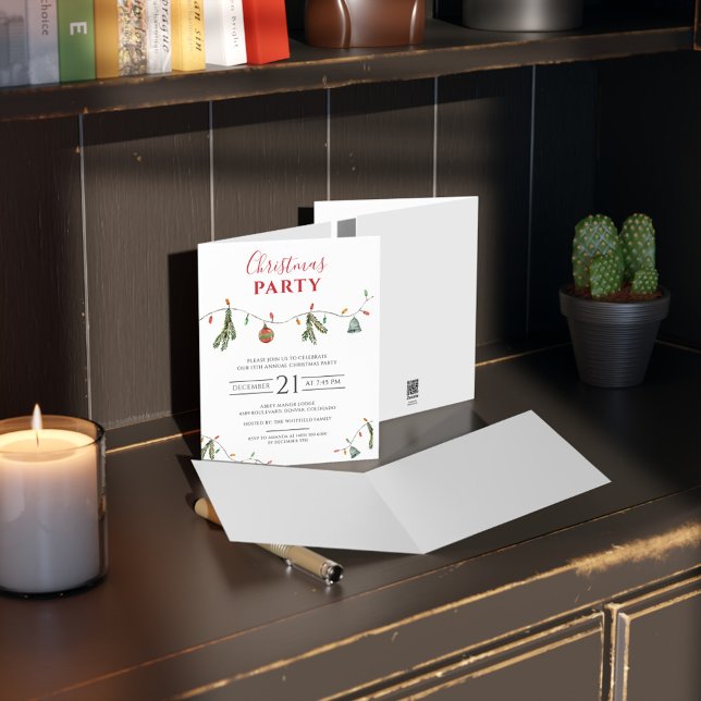 Holiday Annual Office Party Invitation (Boho Business Logo Christmas Party Employees Invitation)