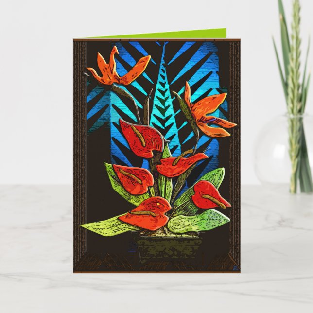 Holiday Anthurium - Vivid Red and Green Plus Blue (Front)