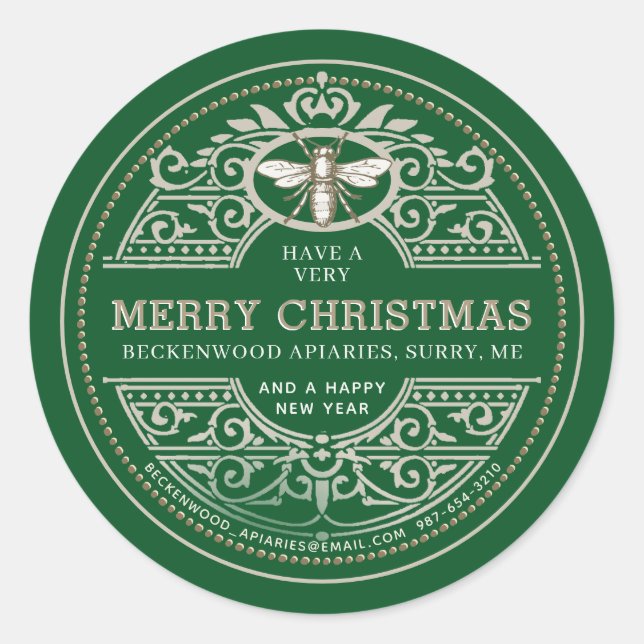 Holiday APIARY gift and product label Green (Front)