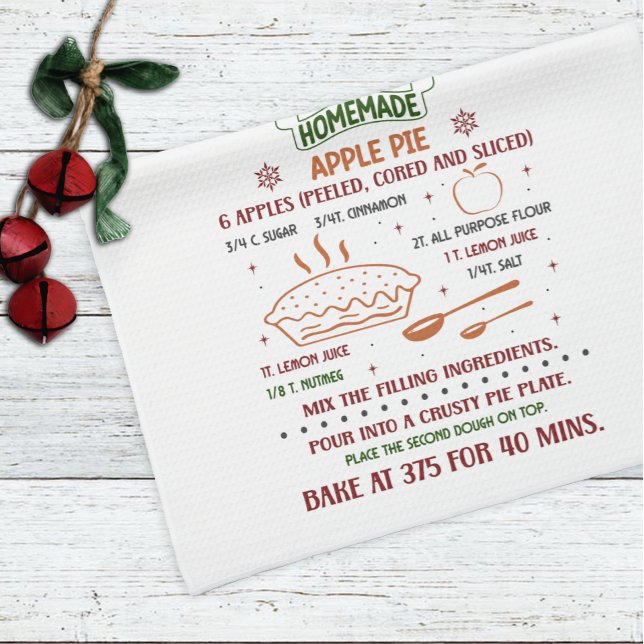 Holiday Apple Pie Recipe Christmas Tea Towel (Creator Uploaded)