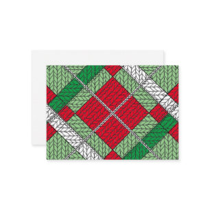 HOLIDAY ARGYLE KNIT 3.5x2.5 Flat Card / Horizontal