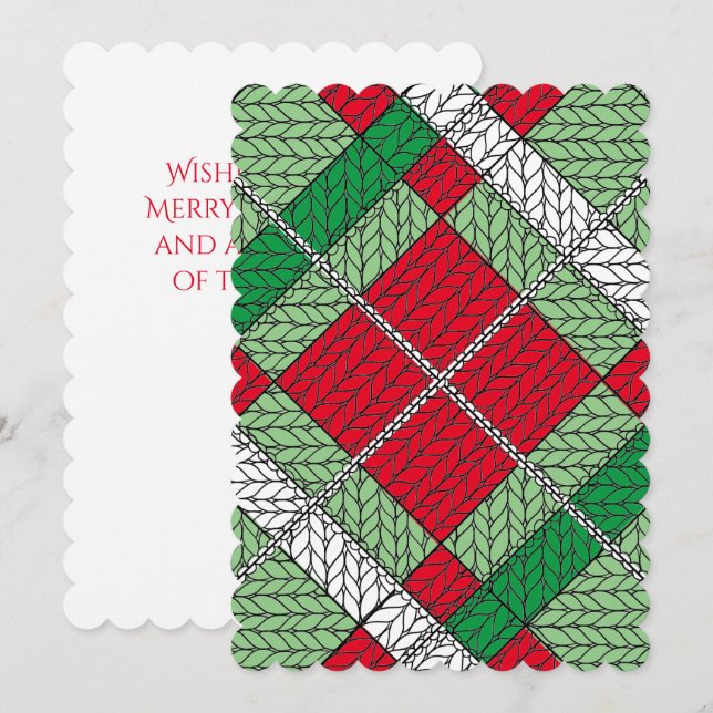 HOLIDAY ARGYLE KNIT 5x7 Flat Christmas Card  (Front/Back)