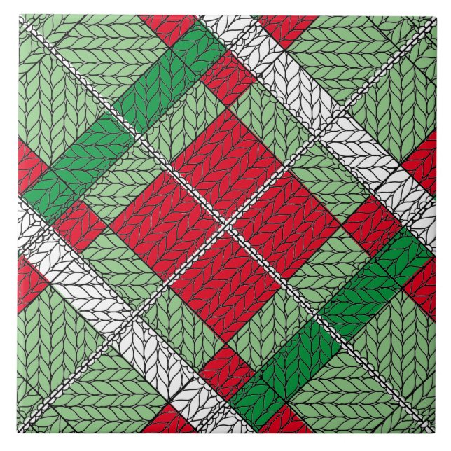 HOLIDAY ARGYLE KNIT 6x6 Ceramic Tile (Front)