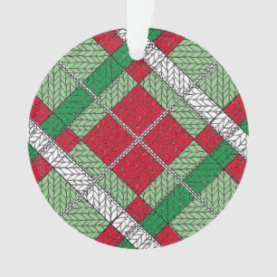 HOLIDAY ARGYLE KNIT Acrylic Circle Ornament