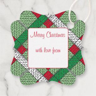 HOLIDAY ARGYLE KNIT Fancy Square Gift Tags