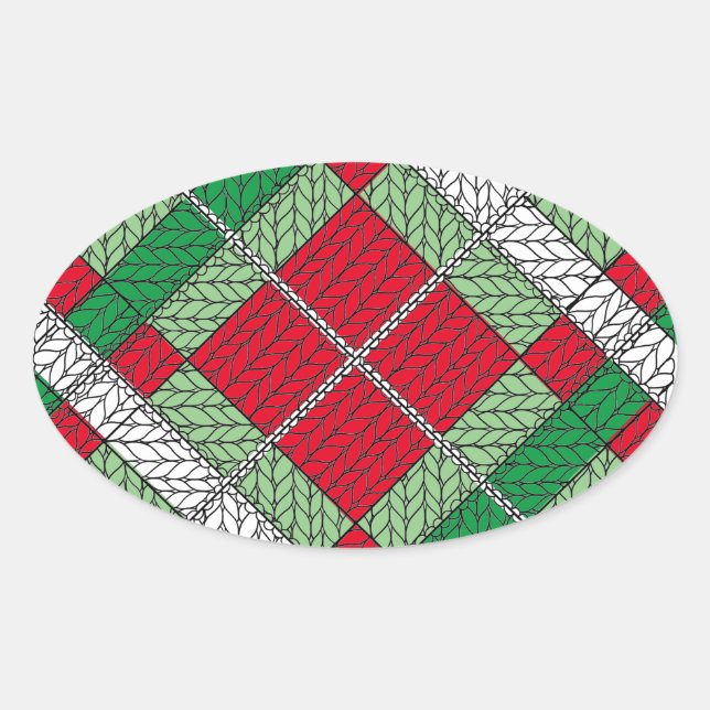 HOLIDAY ARGYLE KNIT Oval Stickers (Front)