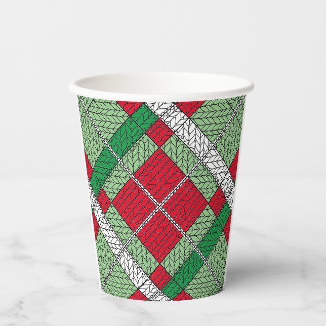 HOLIDAY ARGYLE KNIT Paper Cups (Front)