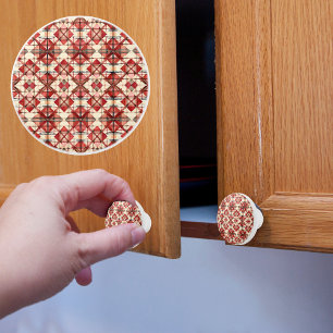 Holiday Argyle Pattern Ceramic Knob