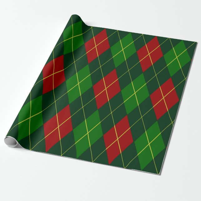 Holiday Argyle Wrapping Paper (Unrolled)