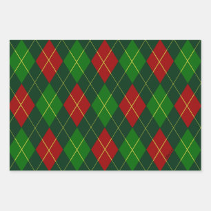 Holiday Argyle Wrapping Paper Sheets