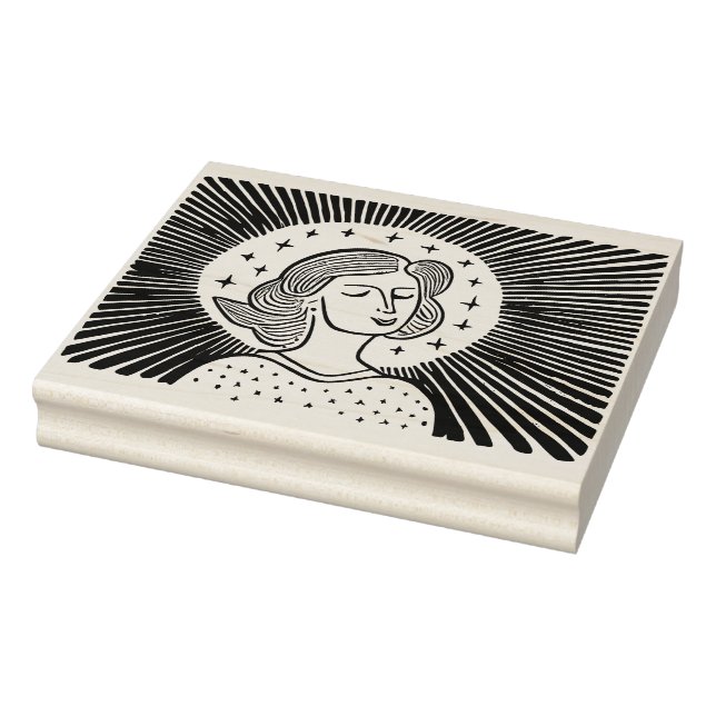 Holiday aura lino-cut stars rubber stamp (Stamp)