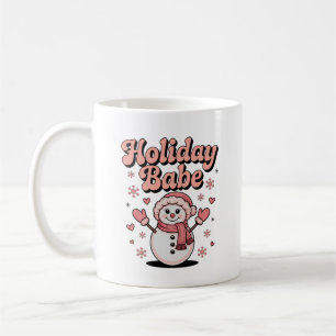 Holiday Babe Cute Pink Snowman Coffee Mug