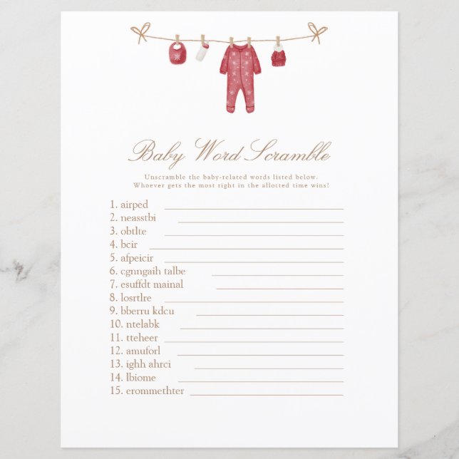 Holiday Baby Boy Shower Game (Front)